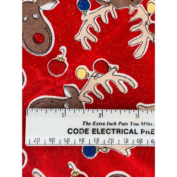 Christmas Moose Fabric Sewing Quilting Sparkles Ornaments Red Rudolf Reindeer - Picture 5 of 7